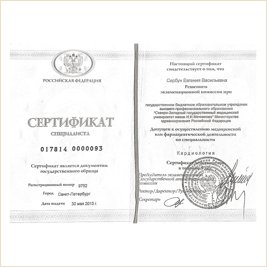 Диплом или сертификат Сербун Евгения Васильевна, 3